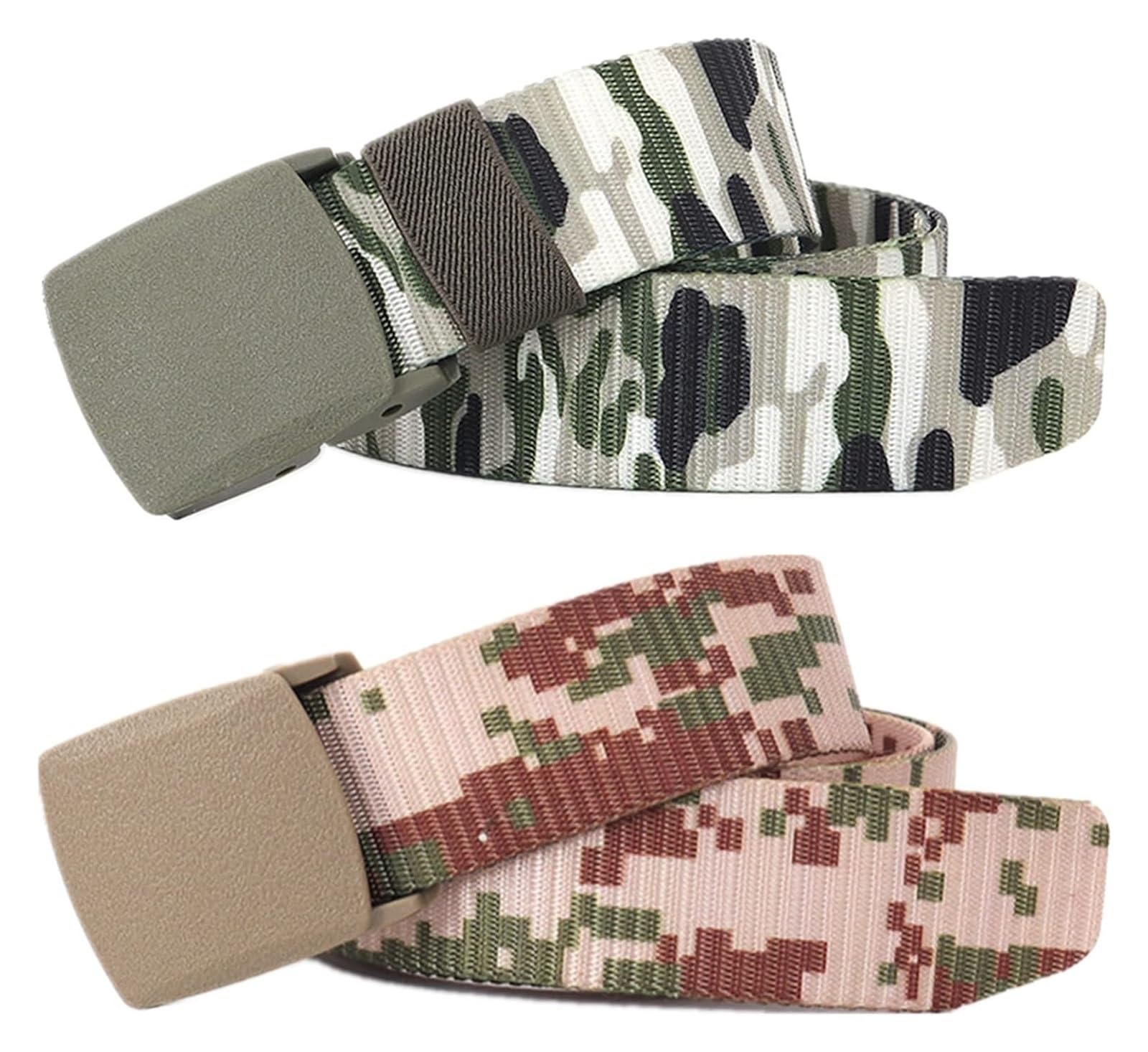 Cintas de nylon Cinturones for hombre, de nailon militar táctico de camuflaje con hebilla sin metal (paquete de 2)