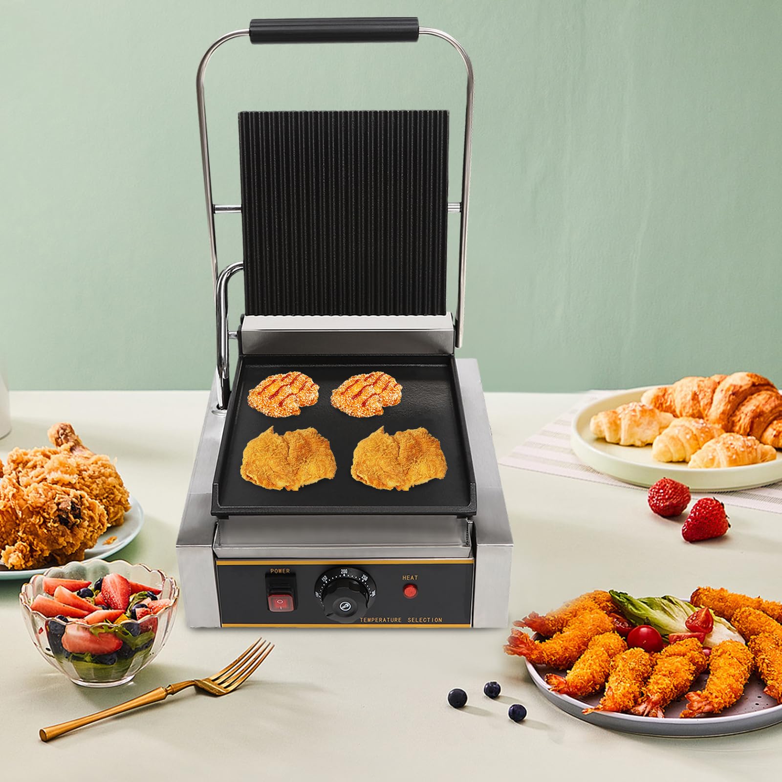 Panini Press Commercial Grill 2200W Sandwich Maker With Non