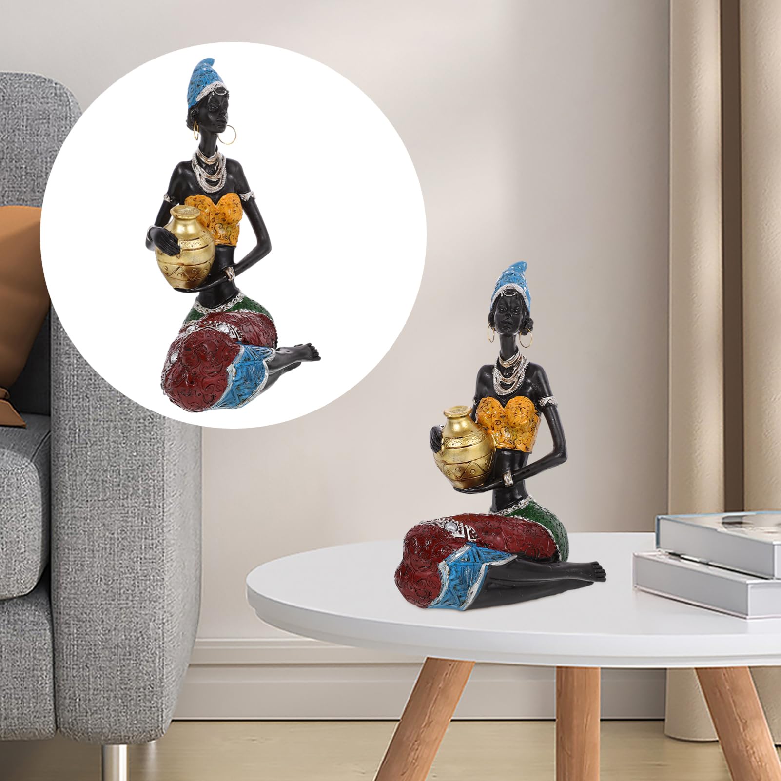 Personajes Africanos De Resina Escultura De Mujer Africana Decoración Artesanal para Hogar Sala De Estar Dormitorio Obsequio De San Valentín Figura De Escritorio
