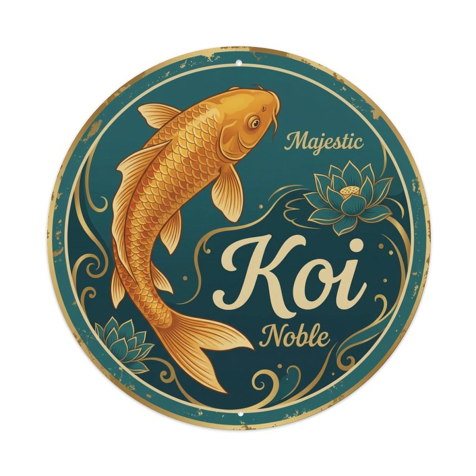 Koi Fish Majestic Noble Grand Waters Regal Stately Imperial Metal Tin Sign