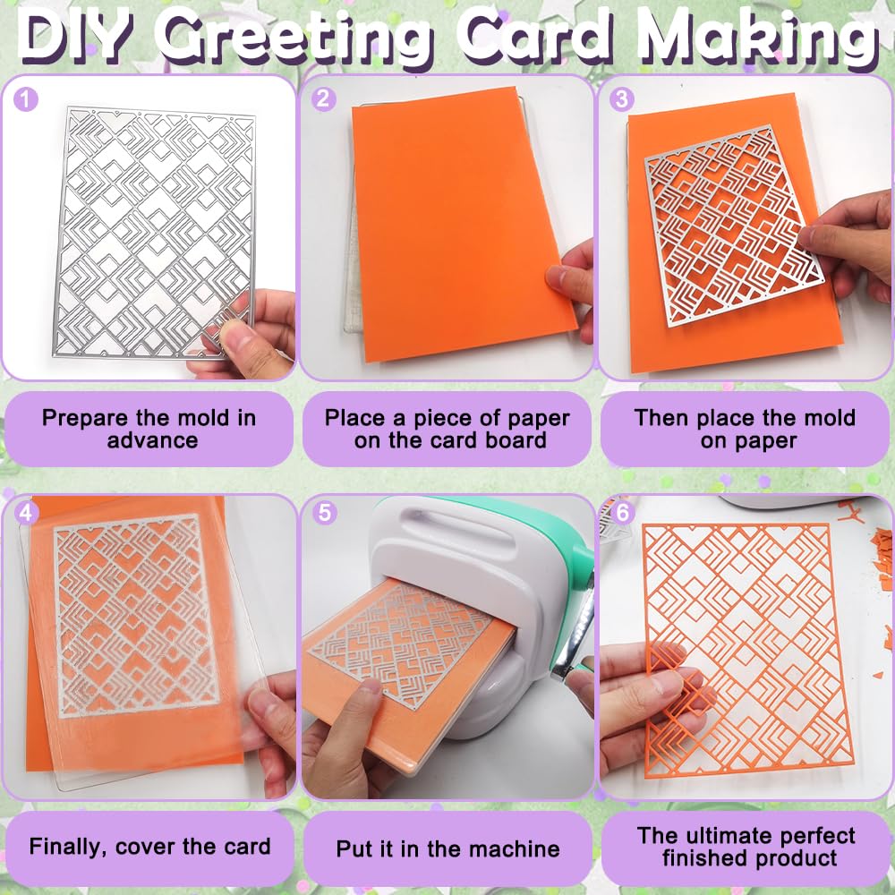 AFUNTA Troqueles para hacer tarjetas, 3 piezas de fondos 3D, marco de loto, troqueles de metal, suministros para hacer tarjetas de Navidad, para álbumes de recortes decorativos