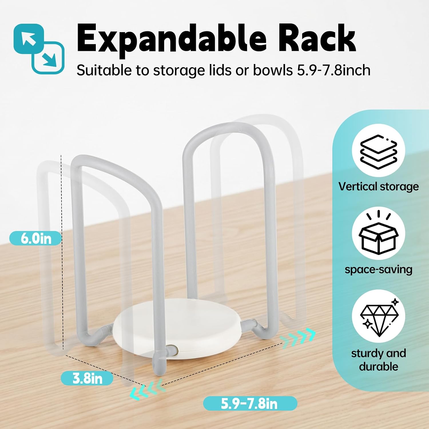 Lid Organizer Compatible with Pyrex – Retractable For Cabinet Storage