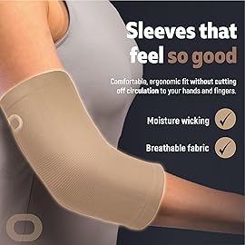 Elbow Brace Compression Sleeve (1 Pair) - Instant Support Elbow Sleeves for Tendonitis, Arthritis, Bursitis, Tennis Elbow, Golfers Elbow, Treatment, Workouts, Weightlifting, Pain Relief, Recovery