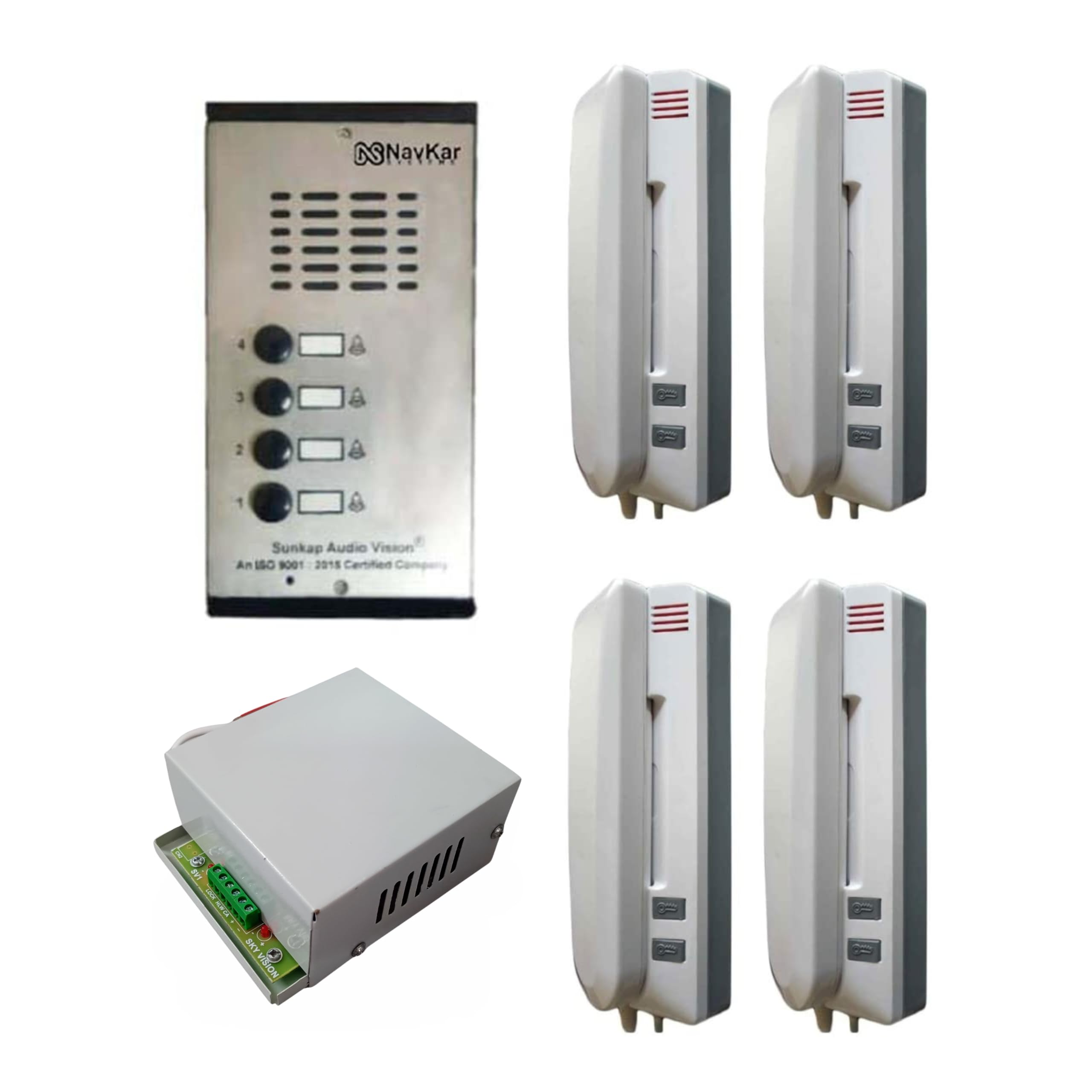 NAVKAR SYSTEMS Audio Door Phone Unit with 4 Handsets and Power Supply