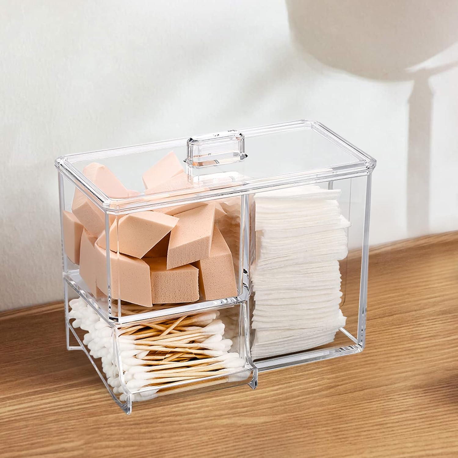 Cotton Swab Holder Makeup Organizer Clear Acrylic Cotton