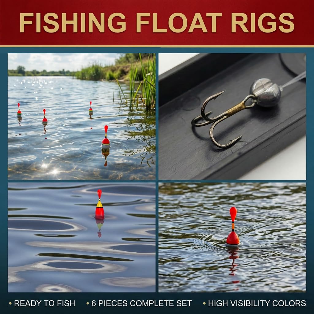 Flotadores de Pesca y Anzuelos Set con Plomada y Sedal - Alta Flotabilidad y Rotación 360°