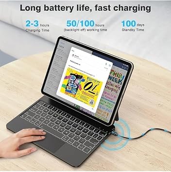 Fogy Ipad Pro 11 M4/M5/ 2025/2024 ile Uyumlu Türkçe Manyetik Bluetooth Magic Keyboard Touchpad Işıklı Klavyeli Kılıf