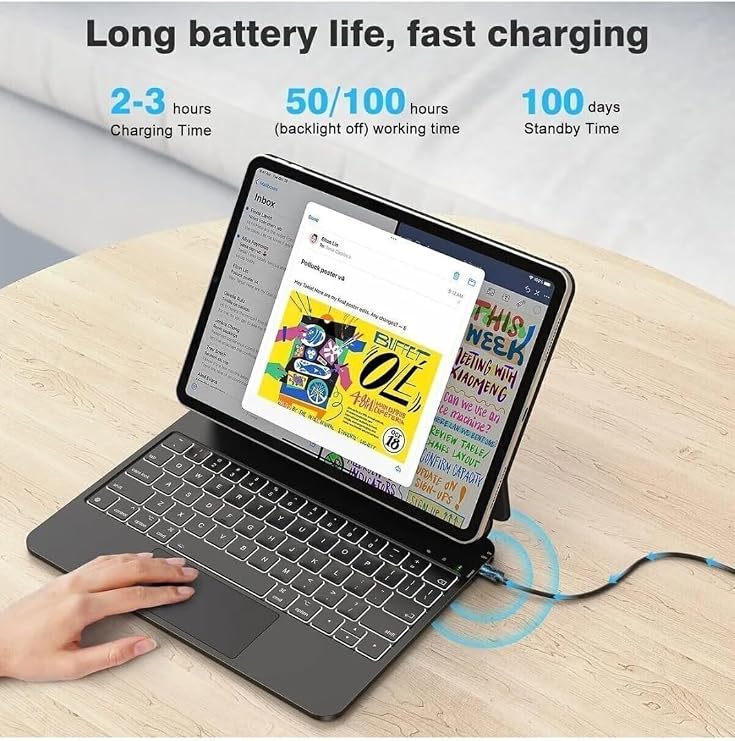 Fogy Ipad Pro 11 M4/M5/ 2025/2024 ile Uyumlu Türkçe Manyetik Bluetooth Magic Keyboard Touchpad Işıklı Klavyeli Kılıf