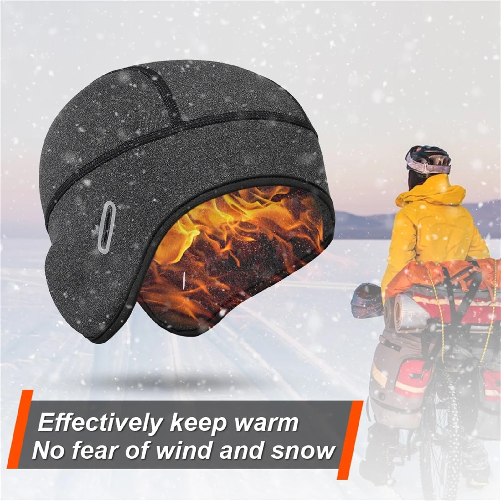 2 pièces Casquette de Cyclisme d'hiver Coupe-Vent Thermique Ski Snowboard Casquettes Course randonnée équitation vélo Motard Casque Doublure Bonnets Chapeaux Hommes Femmes pour Vélo(Dark Gray)