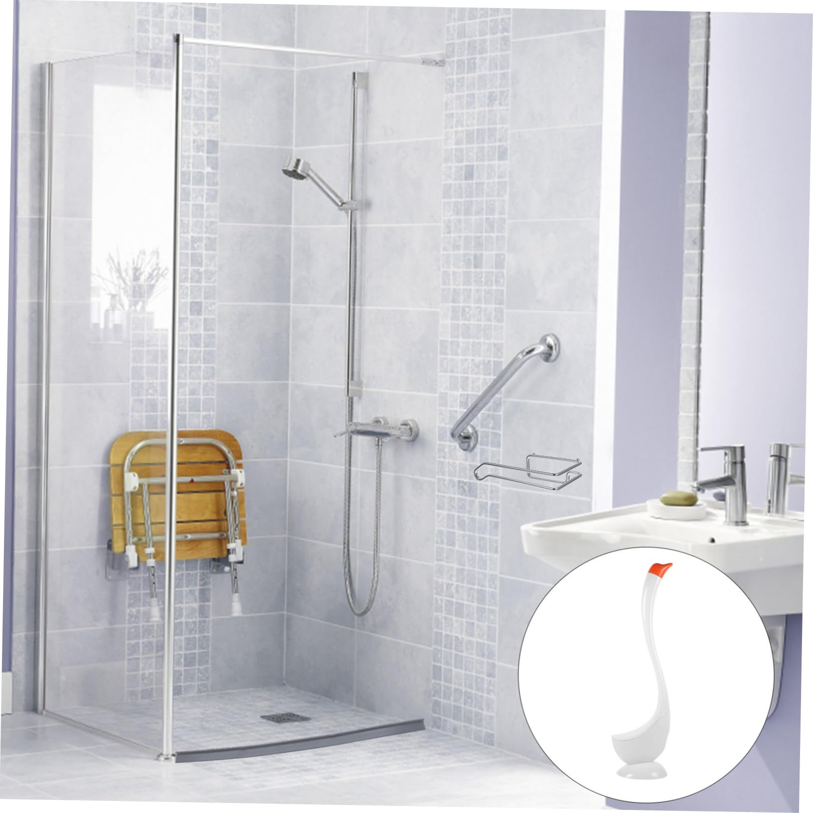 Scopino per WC con Supporto Setole Morbide Set da Spazzola Pulizia Bagno Ergonomico per Casa Hotel Ufficio Dormitori