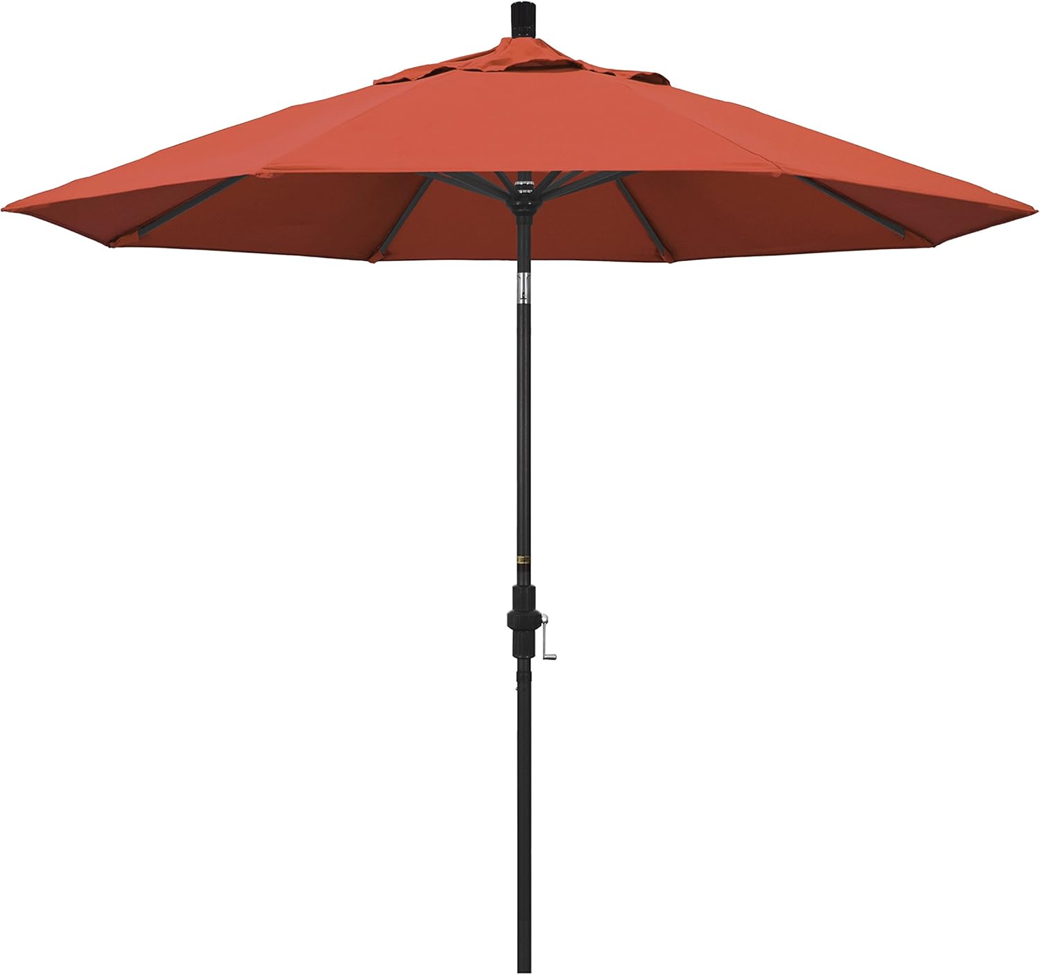 California Umbrella 9' Round Aluminum Market Umbrella, Crank Lift, Collar Tilt, Black Pole, Royal Blue Olefin