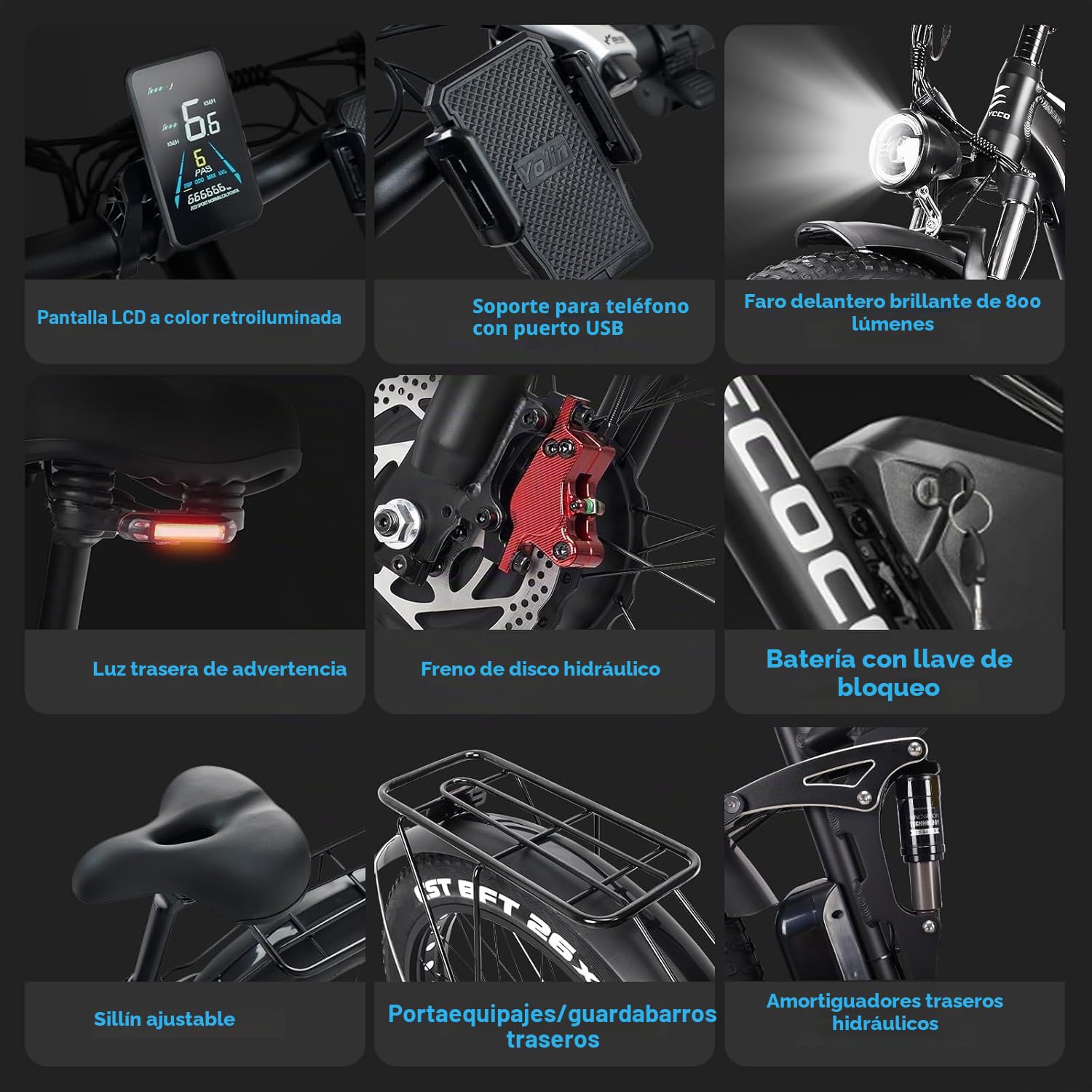 Bicicleta eléctrica para adultos EB7PRO, batería extraíble de 23 Ah, doble motor de 52 V, neumáticos de 26 x 4 pulgadas para moto de montaña, nieve, lanzadera, bicicleta todo terreno, freno de disco.