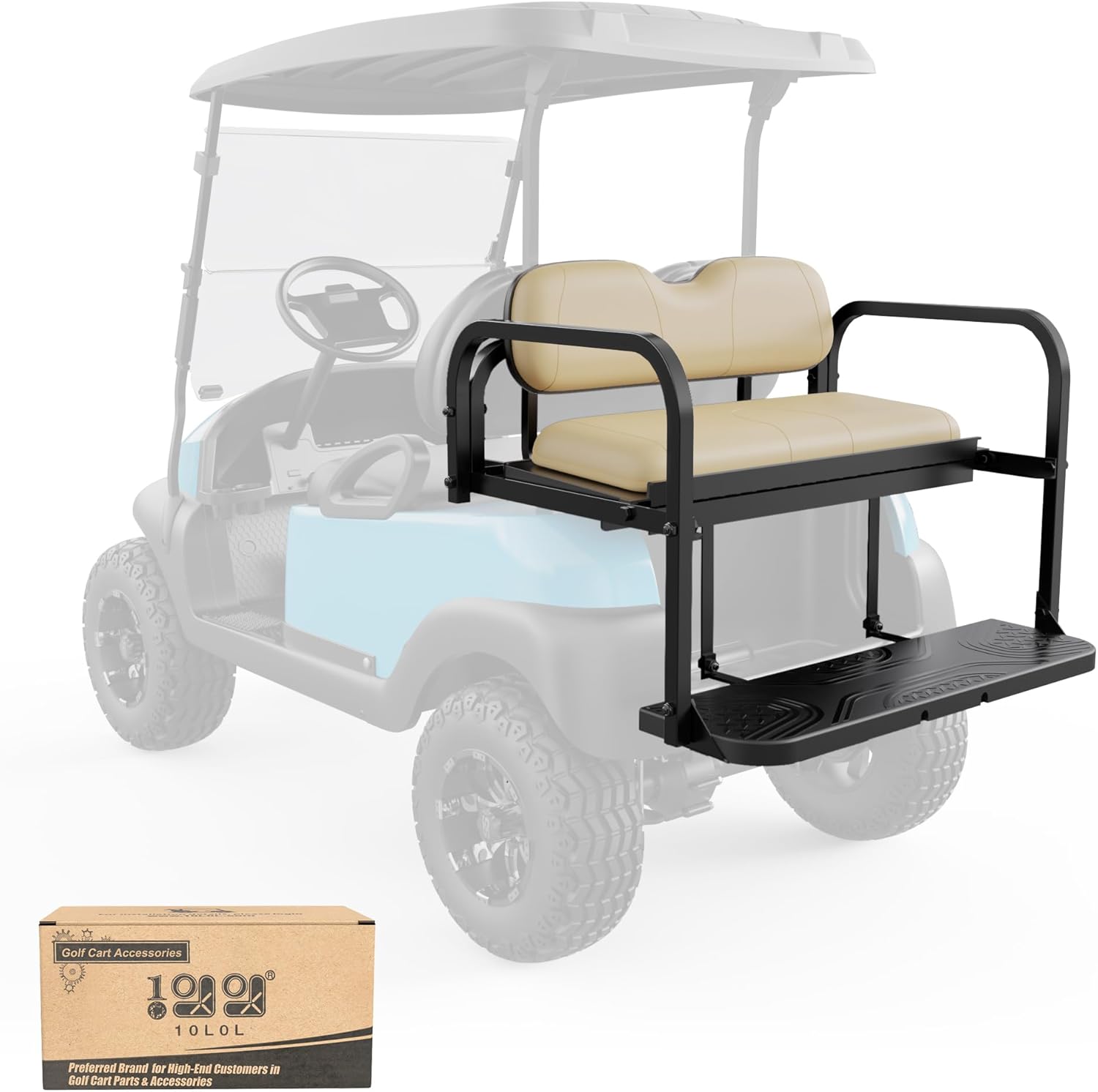 10L0L Golf Cart Rear Seat Kit for Club Car Precedent/Tempo/Onward 2004-Up | Back Flip Seat with High-Density Foam Cushions | Fold Down Rear Seat