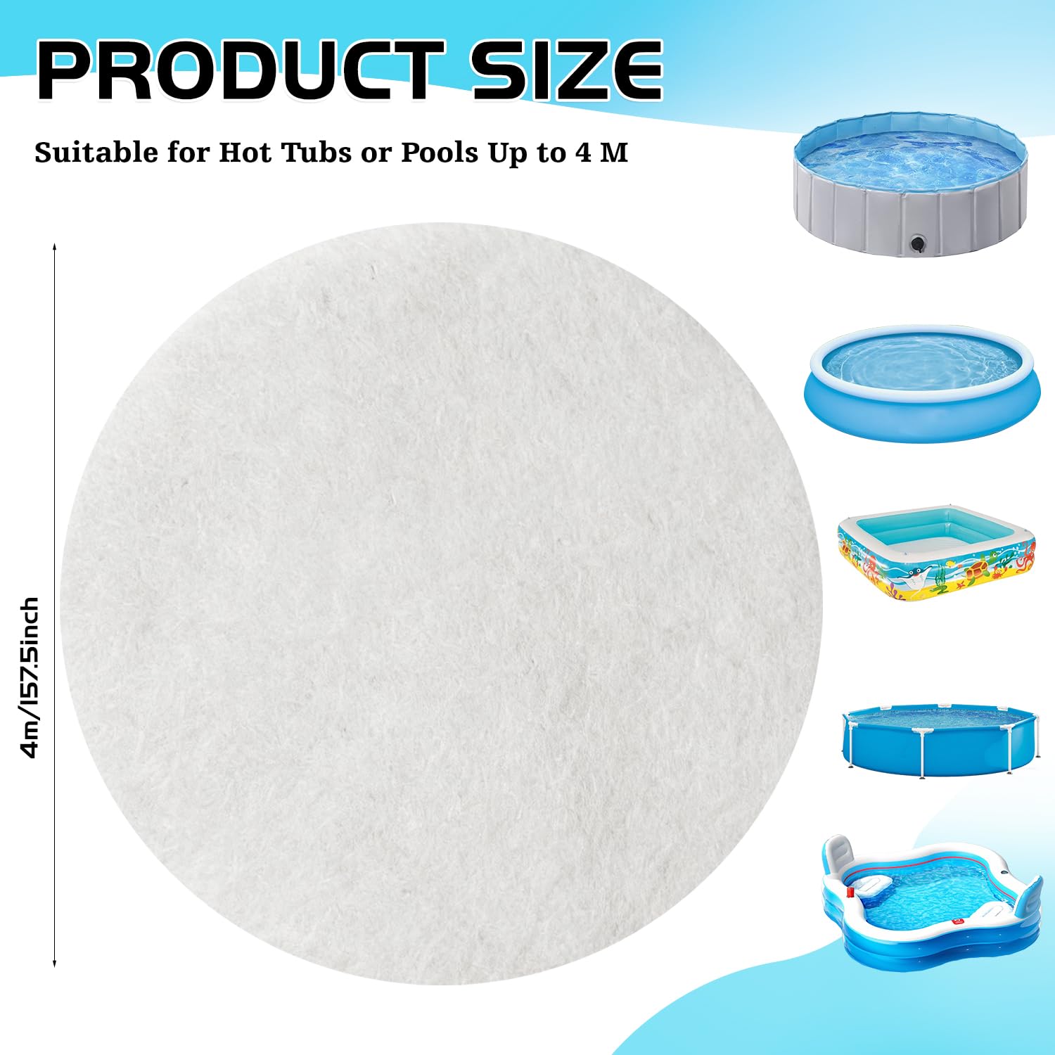 KEAGAN Pool Bodenplane, 4m/13FT Runde Poolunterlage, Poolmatten Schutzboden, Swimmingpool Bodenschutzplane Bodenmatte, Poolmatte, Whirlpool Matte, Pool Unterlegmatte Schwimmbadmatte Pool Ground Cloth