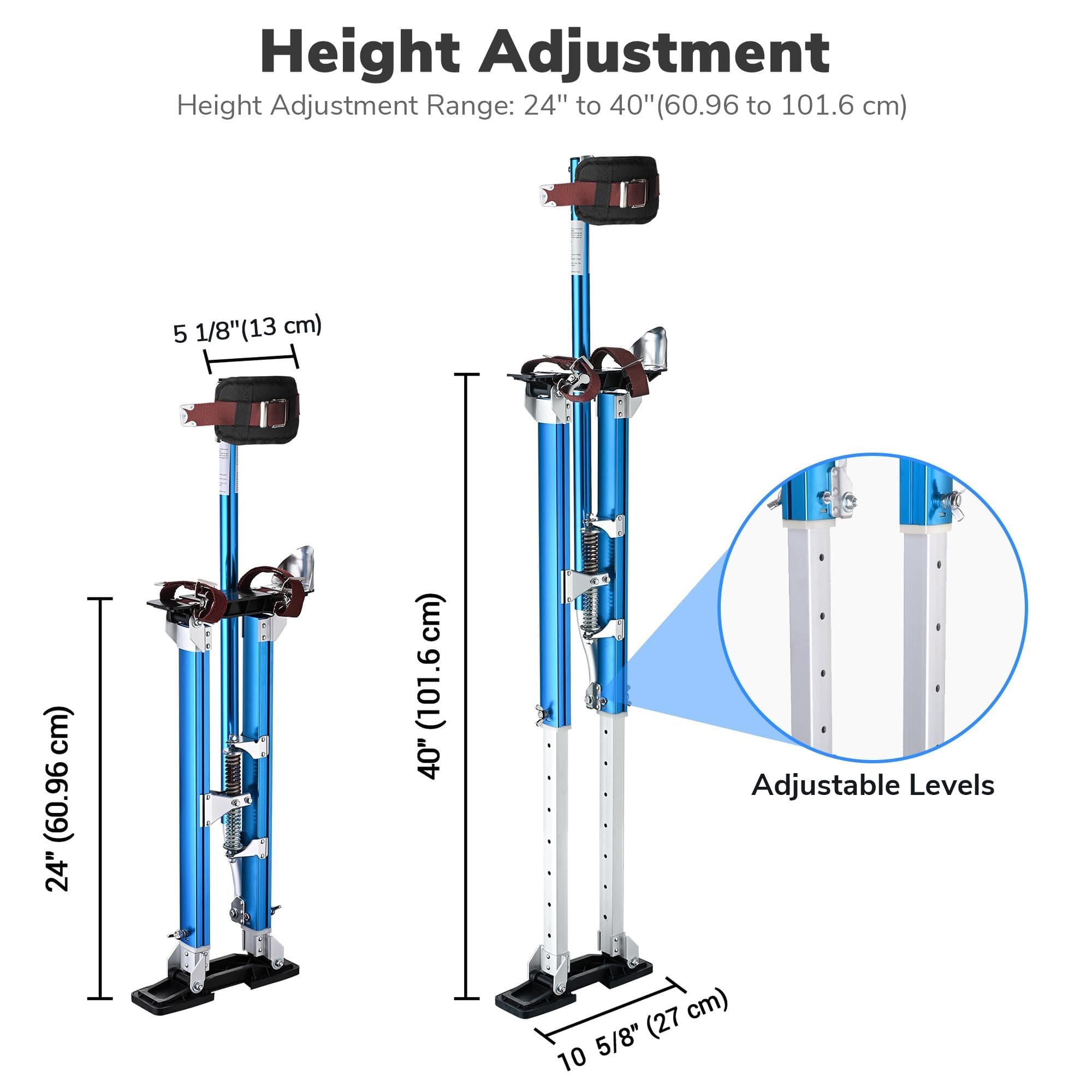 Échasses pour cloisons sèches durables Outil en aluminium Alliage d'aluminium Échasses pour cloisons sèches réglables de qualité professionnelle Échasses de travail Échas(122（162cm) Hauteur réglable