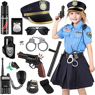 Police Officer Costume for Kids, Girls Police Costume for Kids, Halloween Costumes for Girls Kids 3-12, Cop Police Uniform for Girls, Police Outfit for Party Dress Up