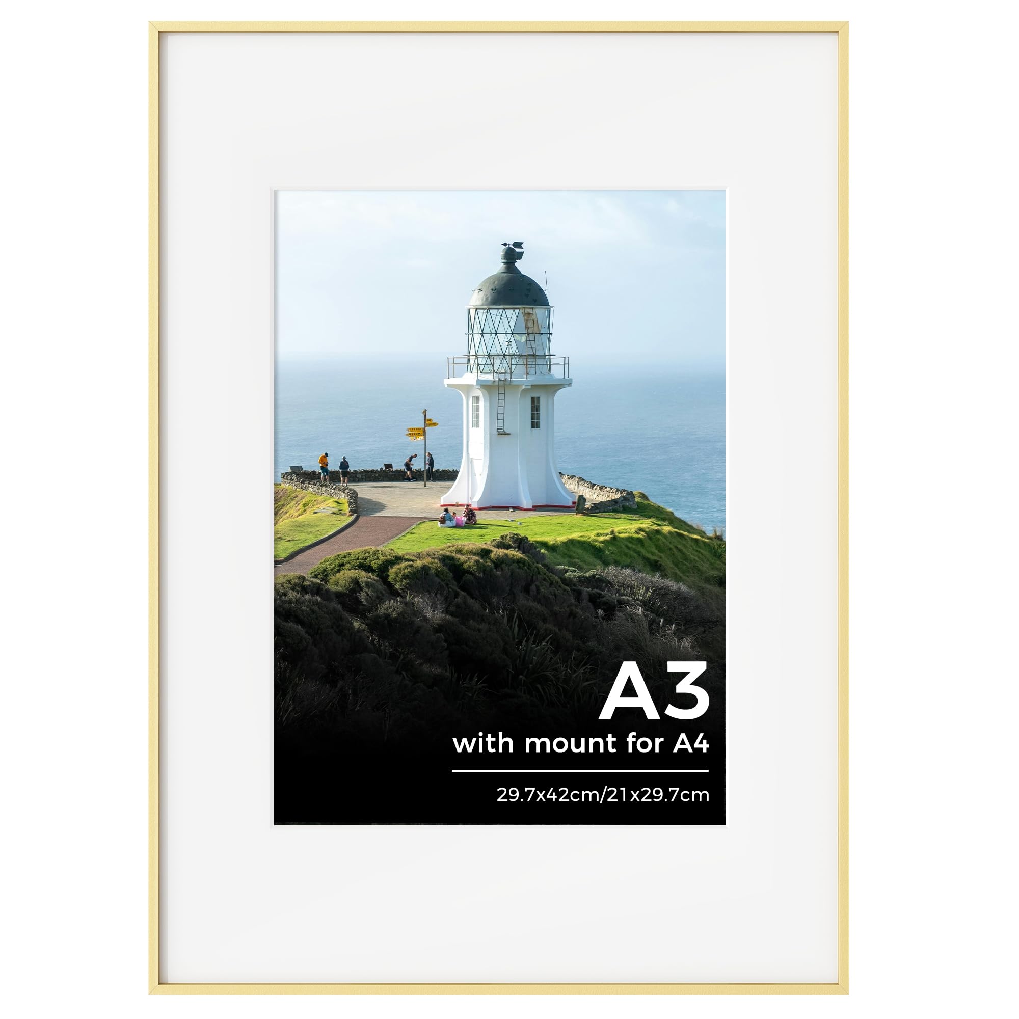 A3 Frame, Metal A3(29.7x42cm) Picture Frames with Mount for A4(21x29.7cm) Frame, A3 Photo Frames with Plexiglass Window, Versatile A3 Poster Frame for Home, Gallery Wall Mount Display, Gold