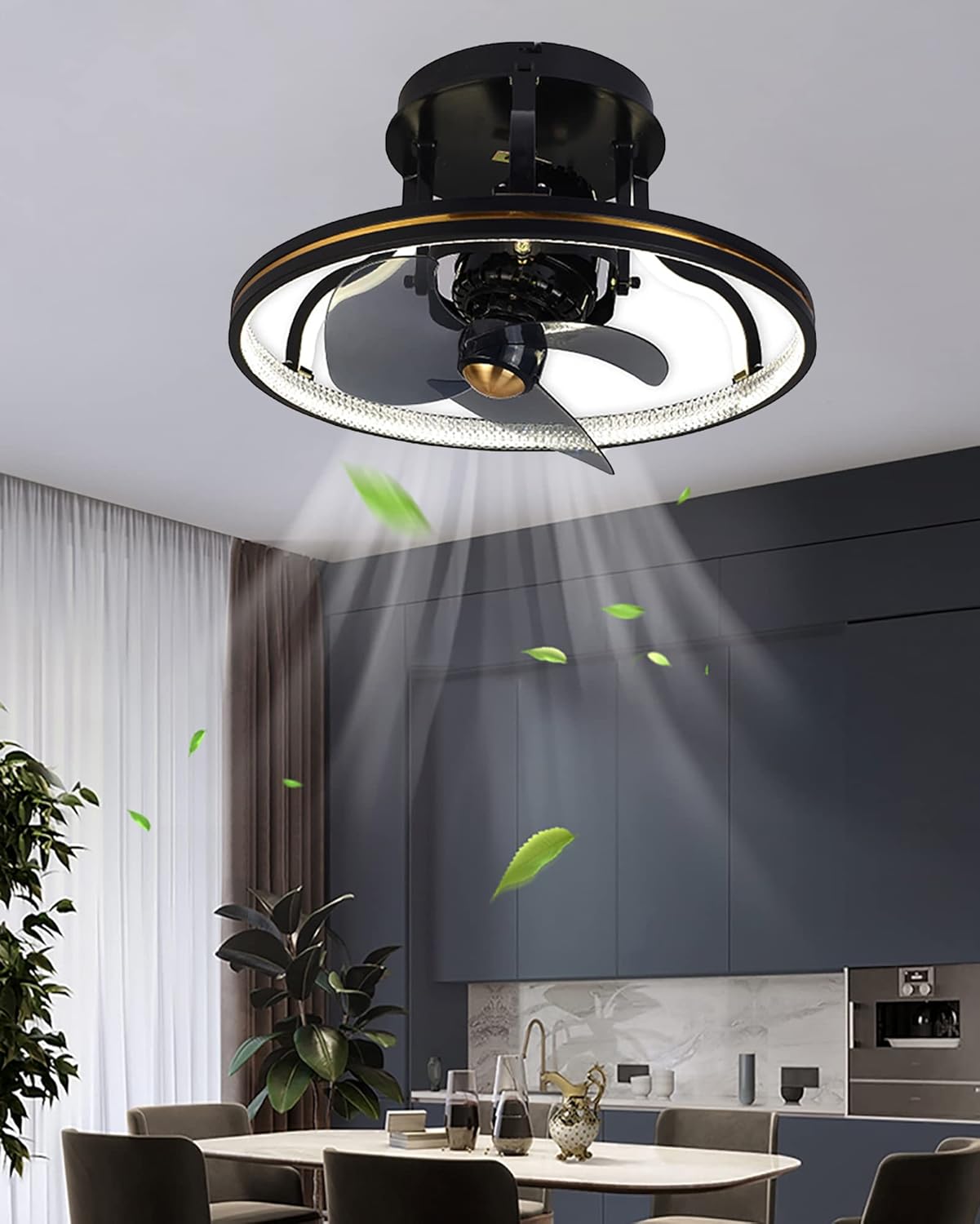 YUEGOO Industrial Retro Swing Head Ceiling Fan with Light 3 Speed Dimmable Dining Room Bedroom Minimalist Led Silent Fan Light/D
