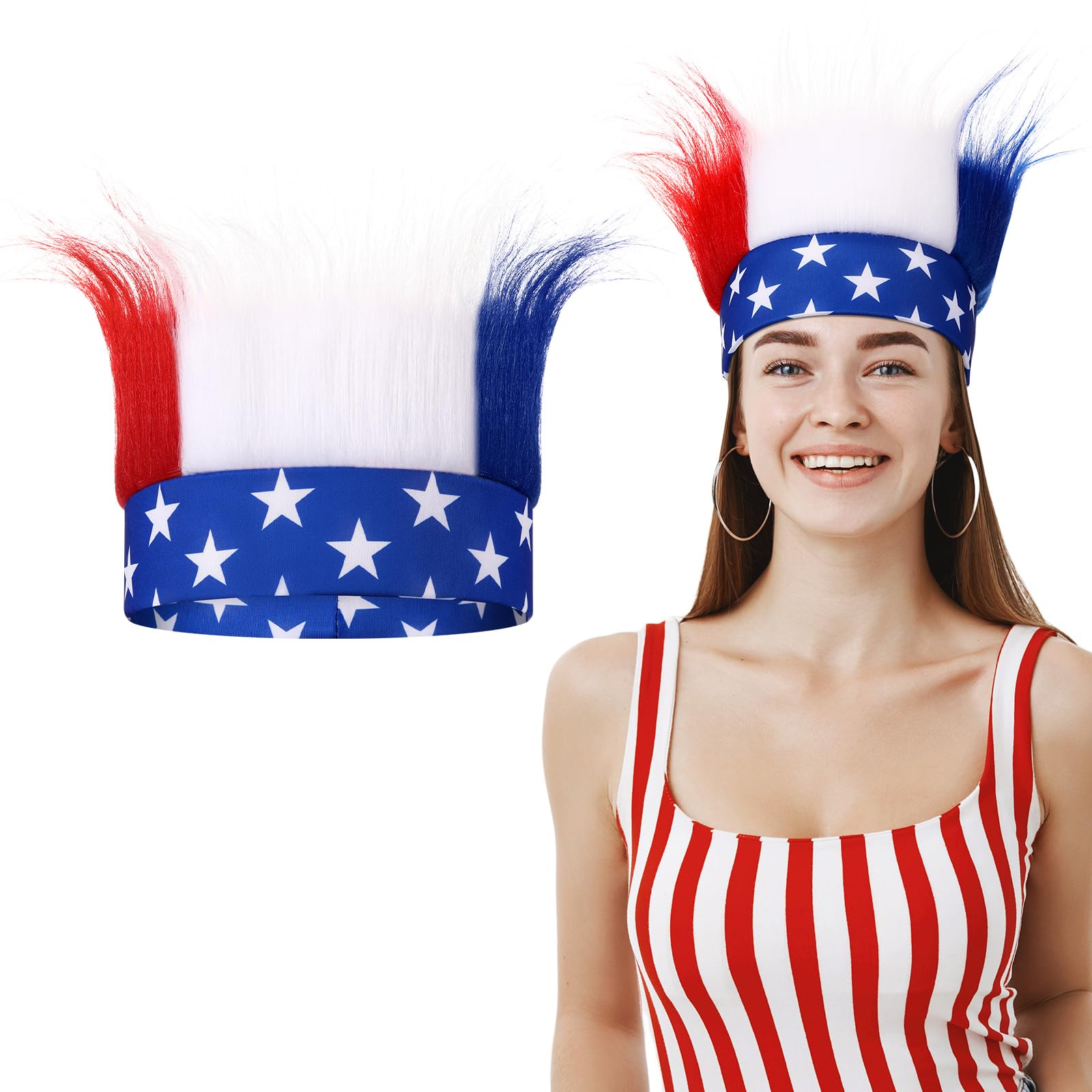 Luinabio Hairy Headband Crazy Hair Day Fun Wig Hat Costume Accessory for Women Men Spirit Week Halloween Cosplay Sport