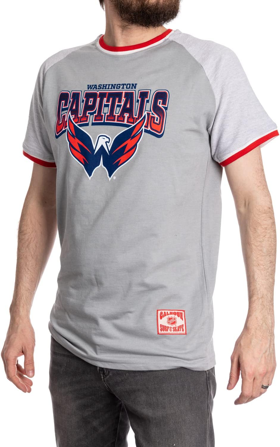 Calhoun NHL Surf & Skate Mens Retro Style Reverse Terry Contrast Trim Short Sleeve T-Shirt - The Coastal Collection