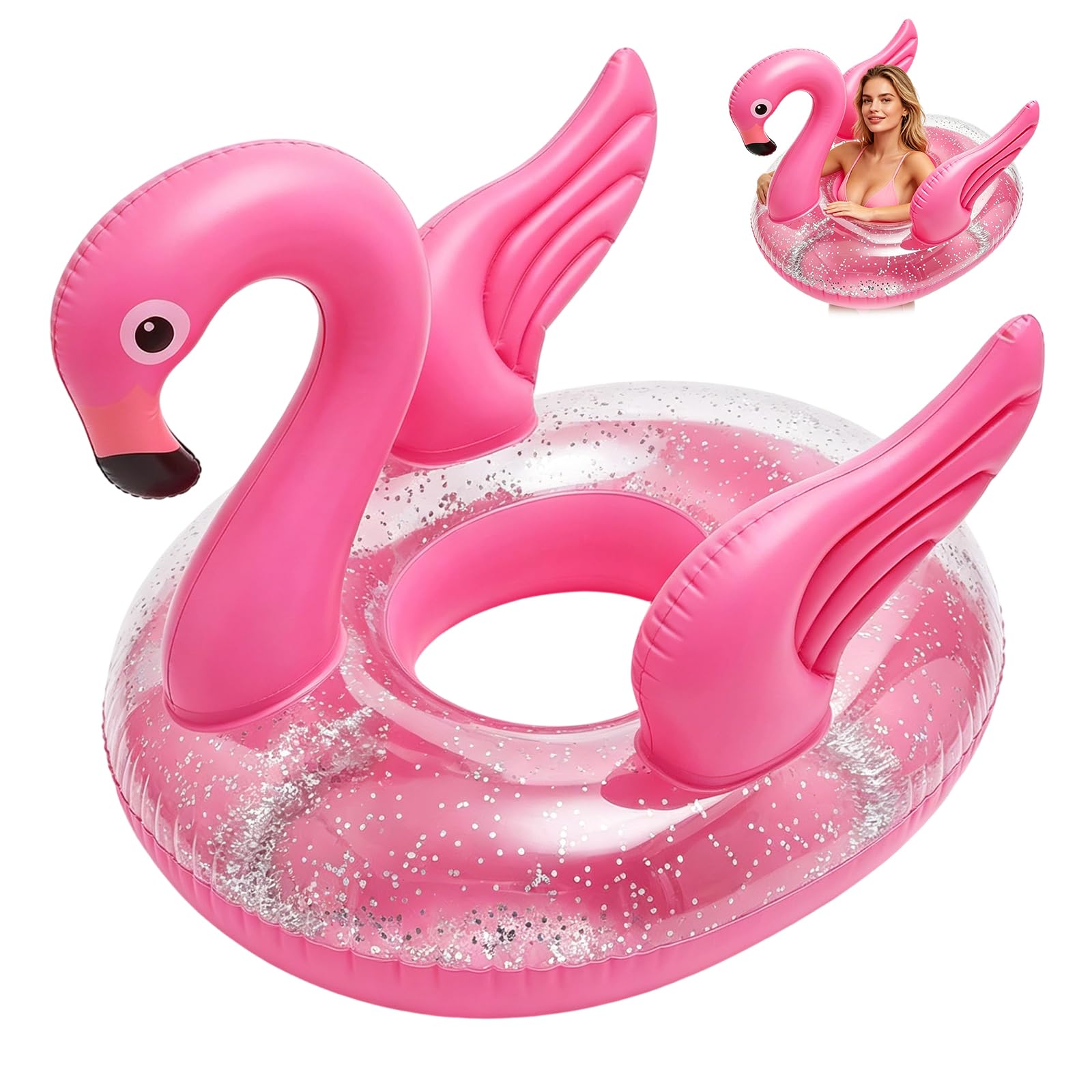 Swimming Float, Flamingo Inflatable Pool Float for Water Play, Portable Beach and Pool Floatation Device for Outdoor Recreation