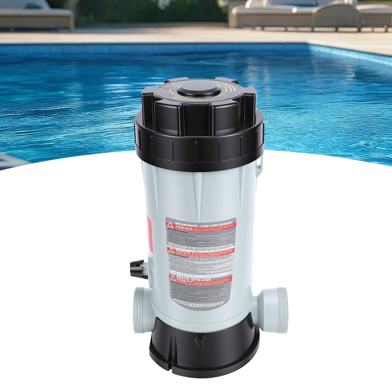 Chrees Chlorinateur Automatique de Piscine, Chargeur en Ligne en Plastique avec Débit Réglable et Loquet de Dégagement pour Piscines Hors Sol et Creusées jusqu'à 40 000 Gallons