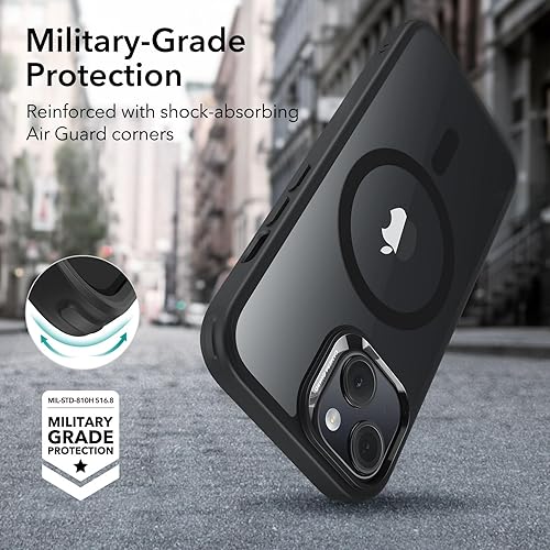 Vista 265 de ESR Funda para iPhone 15 Pro Max, compatible con MagSafe, de grado militar, negro transparente