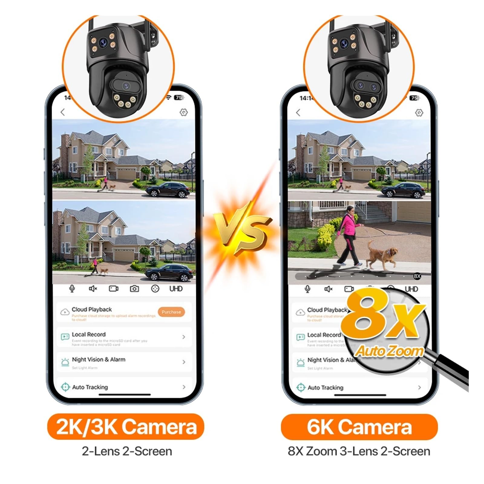Caméra PTZ WiFi à Triple Objectif 9MP 6K
