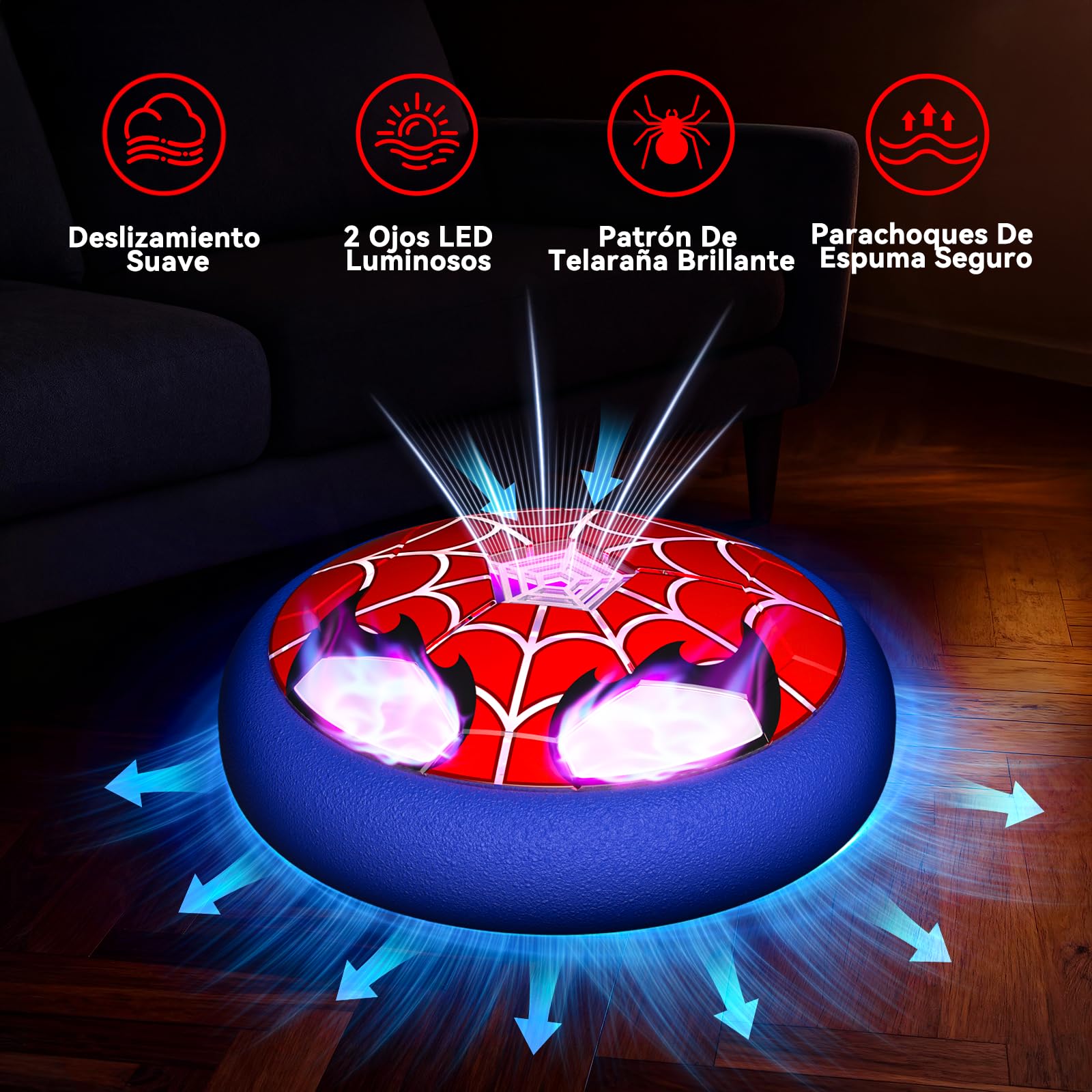 Balon Futbol con Ojos & Telaraña Luminosos, Juguetes Niños 4 5 6 7 8 9 10 Años, Interior Dutbol Flotante Exterior Jardin Juegos Niños 3-10 Años Regalo Niño 3-12 Años Football Regalos Cumpleaños
