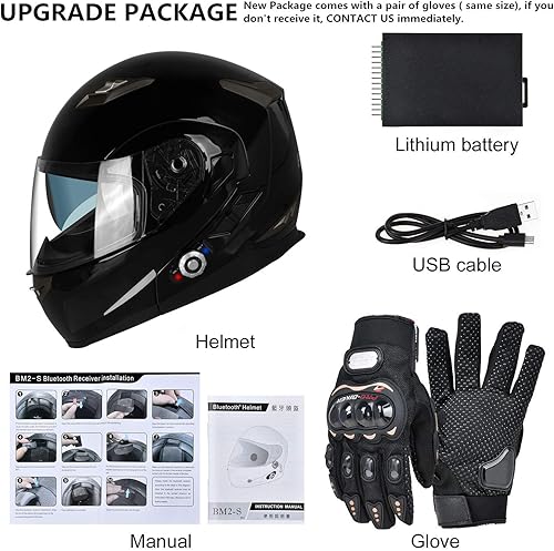 Miniatura 8 de FreedConn BM2-S - Casco de motocicleta con Bluetooth y función de marcación de voz, manos libres, 500 m 2  3 conductores, DOT con Bluetooth