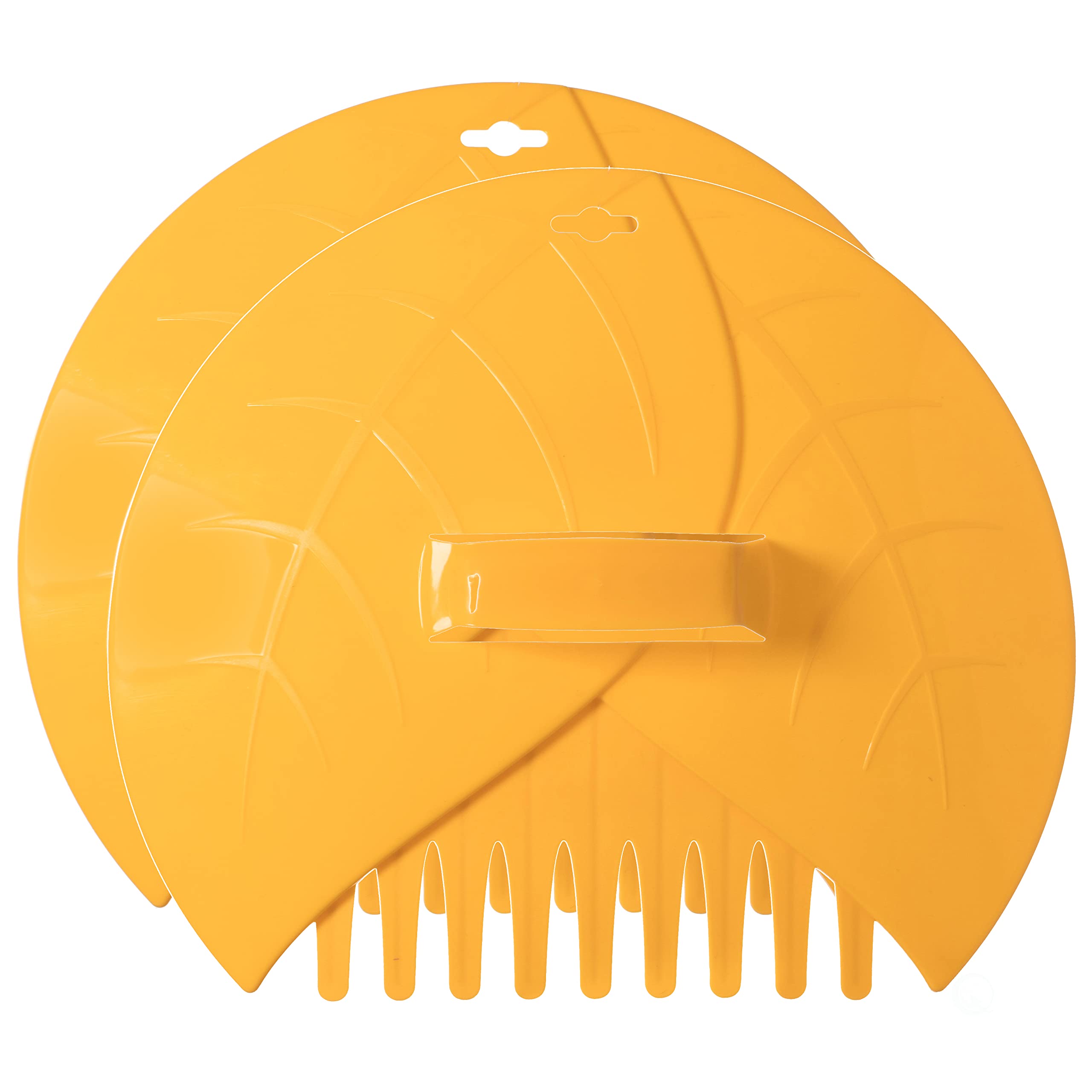 Decorative Pair of Leaf Scoops, Hand Rakes for Lawn and Garden Cleanup, Yellow