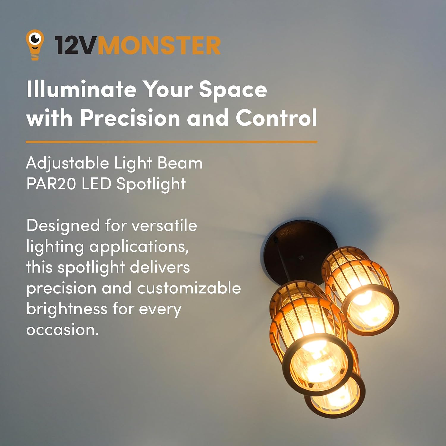 Adjustable Beam Angle Zoom PAR20 LED Spot Light Bulb NSP 15°-60° NFL WFL Multi Angle Ceiling Recessed Lamp I 12W Down Lamp for Restaurants Display Art Display Gallery Photography - Warm White image 4