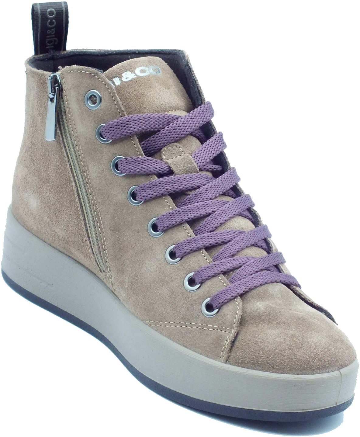 Sneaker in camoscio multicolor con zeppa Beige - Chaussures Sneaker in camoscio multicolor con zeppa Beige - Chaussures