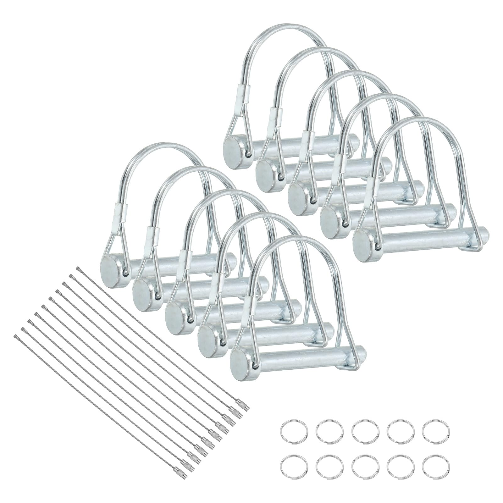 sourcing map 10Pcs Trailer Coupler Pin, 5/16" x 2-5/8" Trailer Hitch Locking Pin with Steel Quick Release Ring, Wire Shaft Locking Accessories for Farm Lawn Garden Wagons Towing
