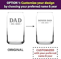Vista 2 de Custom Dad Est 20XX - New Father Beer Can Pint Glass Gift for First Time Parents - Personalized Bold 16 Oz Glasses