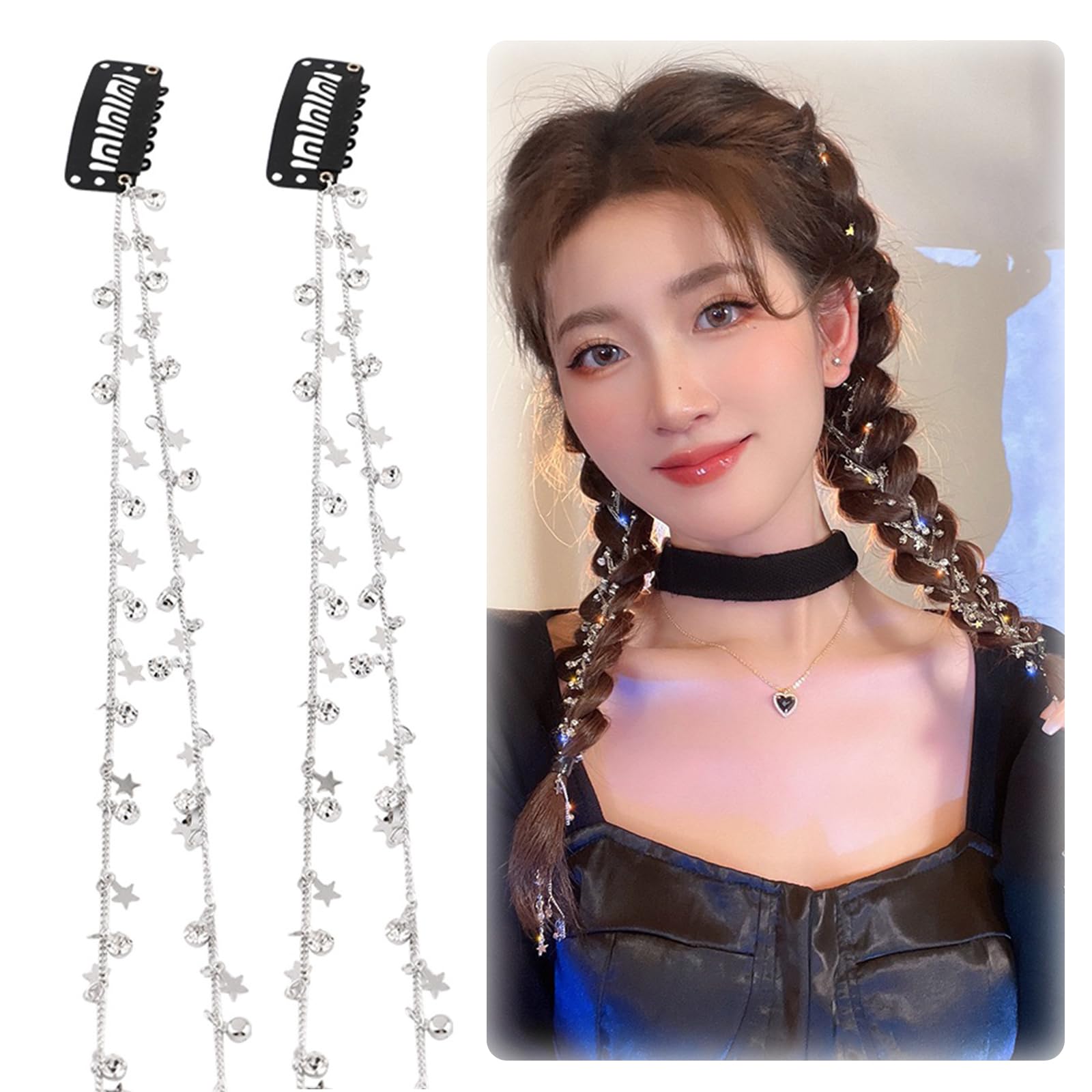 Amazon.co.jp: YANHUILAY ラインストーンヘアチェーン【2個セット】三