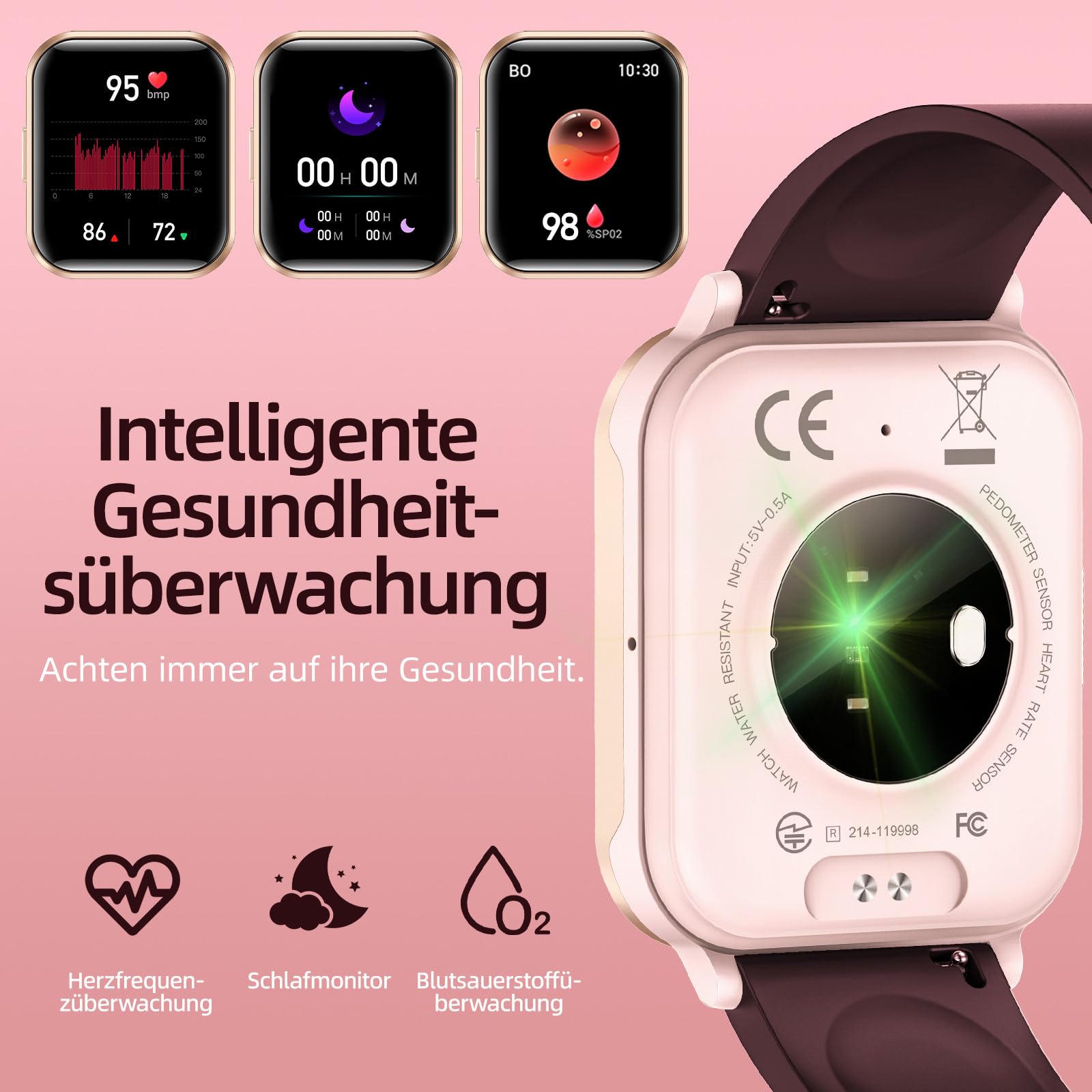 Gardien Smartwatch Damen Herren mit Telefonfunktion, 1.83’’ Fitness Armbanduhr Fitnessuhr Smart Watch Uhr mit 100+ Sportmodi Pulsuhr SpO2-Monitor Schlafmonitor Schrittzähler Stoppuhr für iOS Android