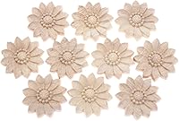 Vista 5 de MUXSAM Paquete de 10 calcomanías redondas de madera tallada sin pintar para decoración de cofres del hogar, gabinete, puerta, muebles (2.0 in)