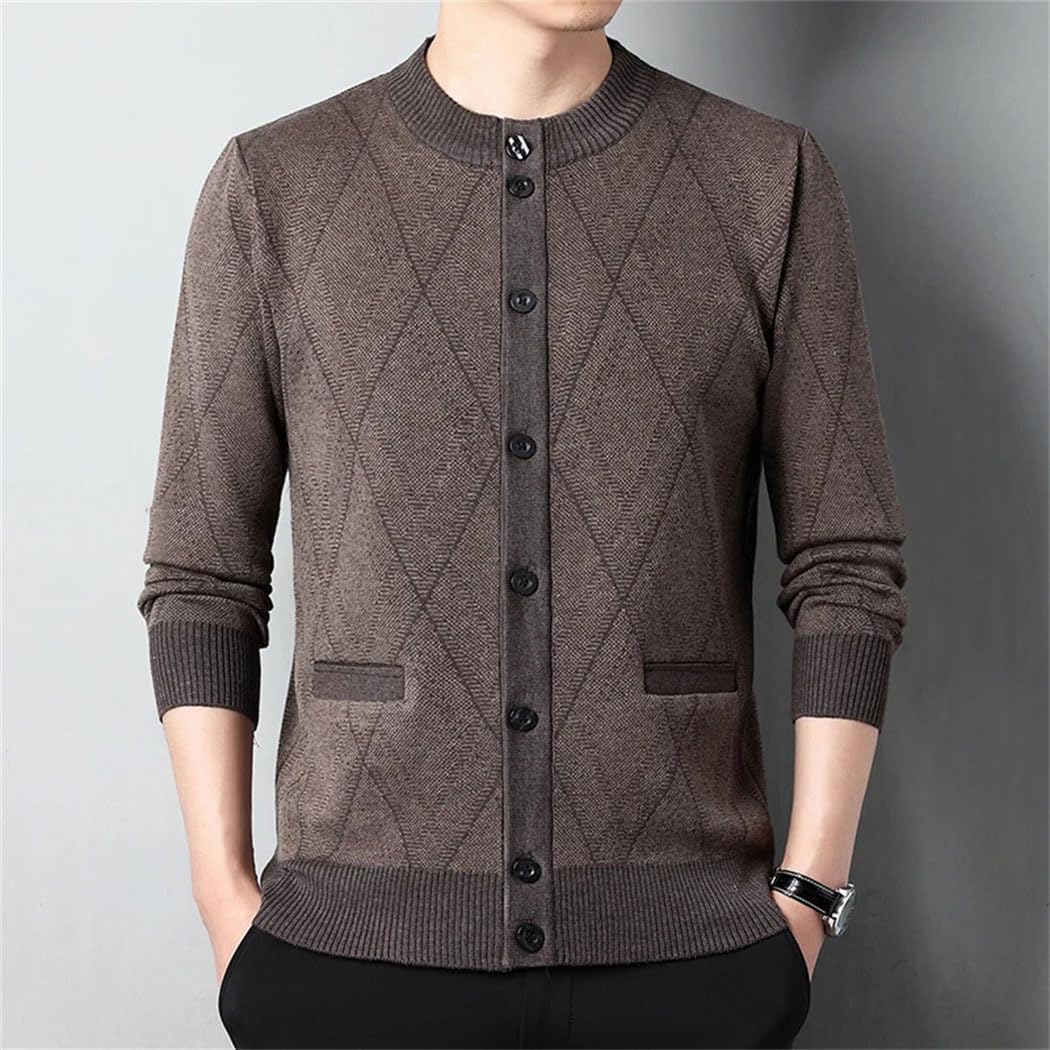 Men's Knitted Casual Cardigan Sweater Coat Long Sleeve O-Neck Single Breasted Soft Sweatshirts