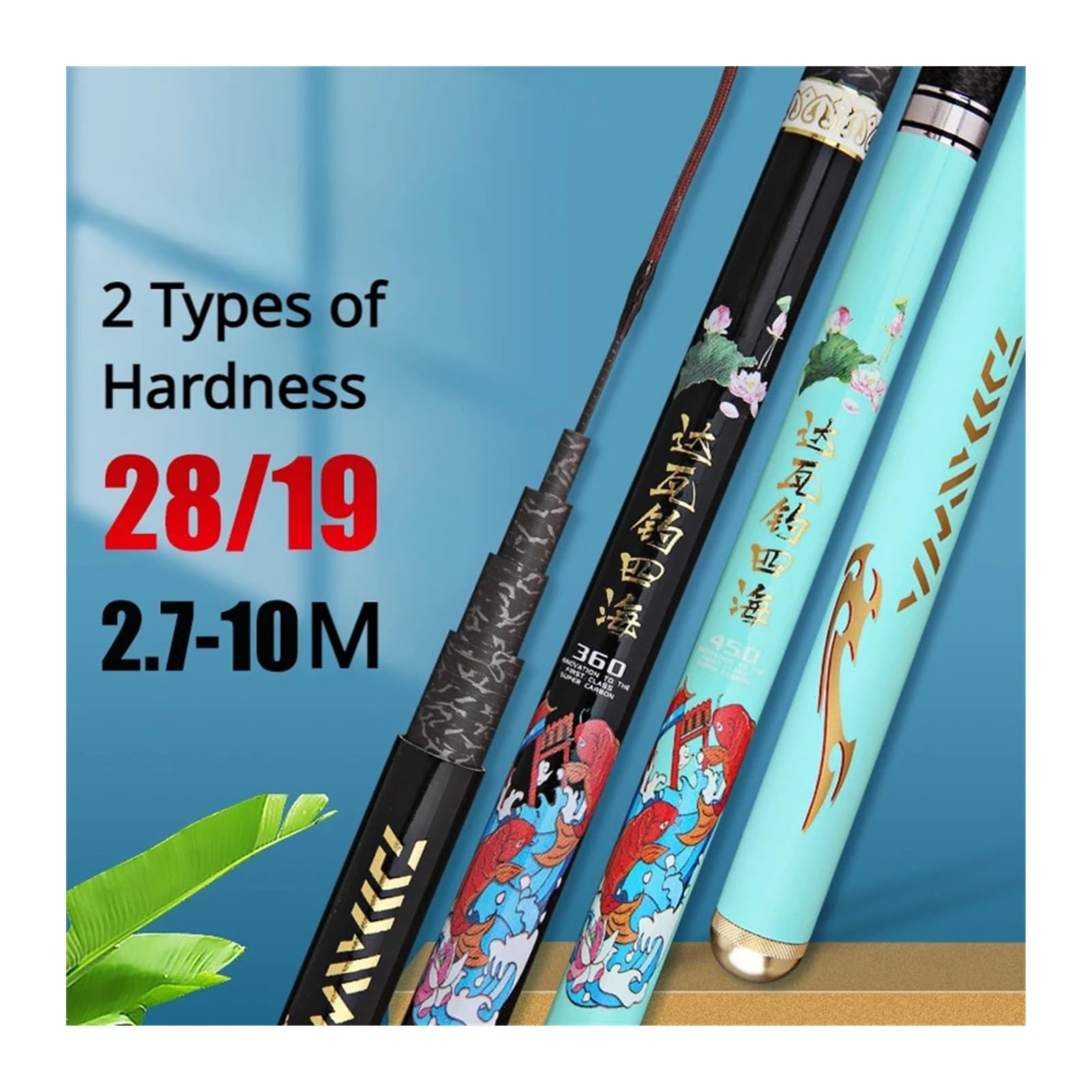Canna Telescopica Carbonio, Canna da pesca telescopica mano ultra leggera, dura e resistente, durezza 28 19 disponibili