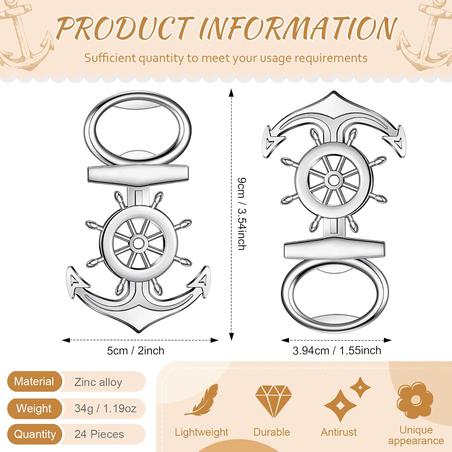 Yinkin 24 Pcs Anchor Bottle Opener Wedding Favors Metal Nautical Baby Shower Favor Anchor Gifts for Boater Nautical Themed Bottle Opener Souvenir Bridal Shower Decorations for Beach Party Guests Men
