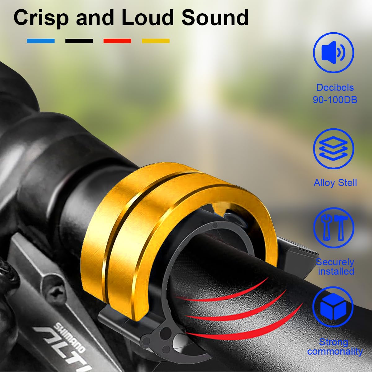 Timbre de bicicleta de montaña, campana, campana, campana de bicicleta para bicicleta de montaña, perfecto para los amantes del ciclismo, manillar de 22 – 22,8 mm