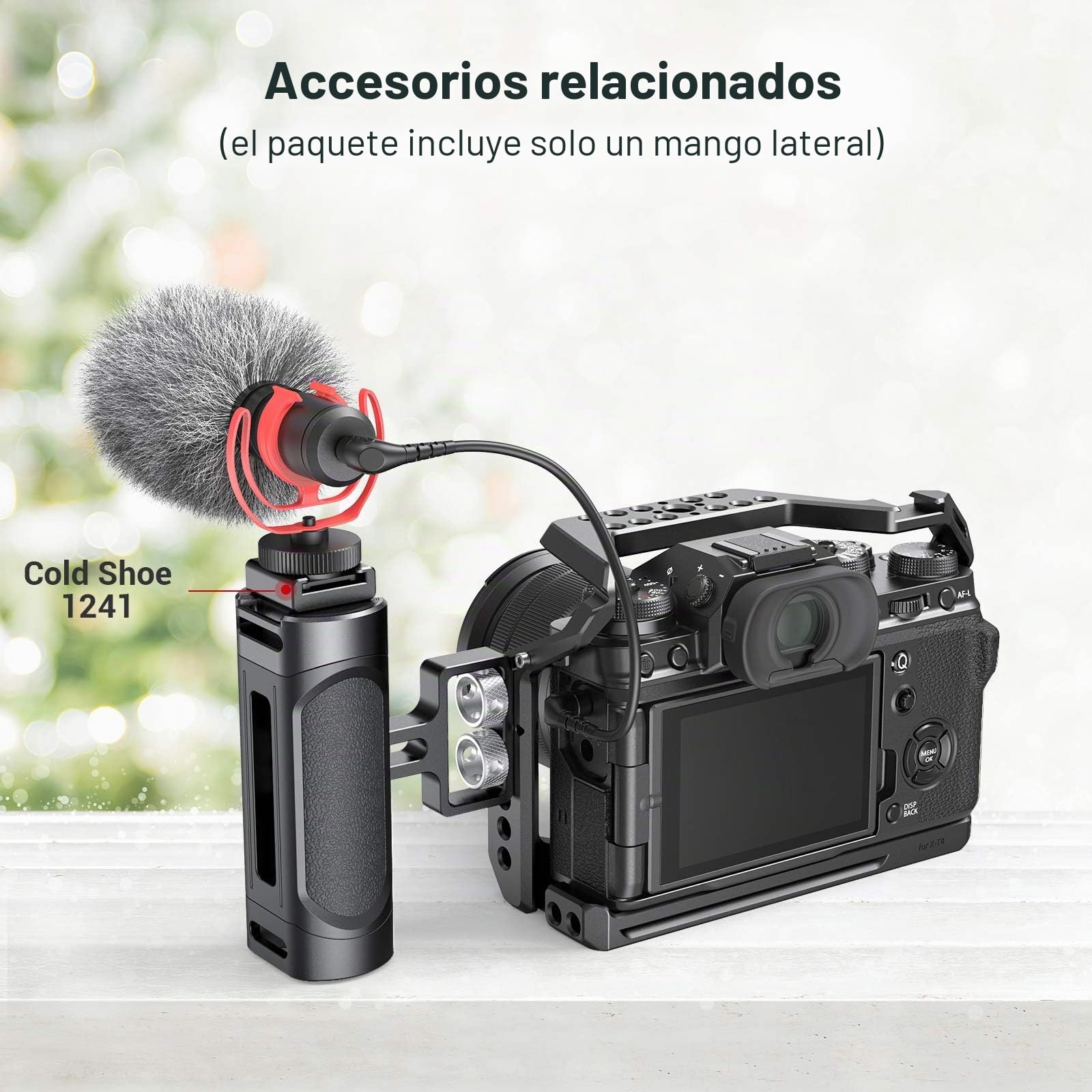 SMALLRIG Mini Mango Lateral con Doble Montaje de Rosca 1/4"-20 para Cámaras Mirrorless/DSL, con Llave Integrada y Ajuste Vertical - 2916