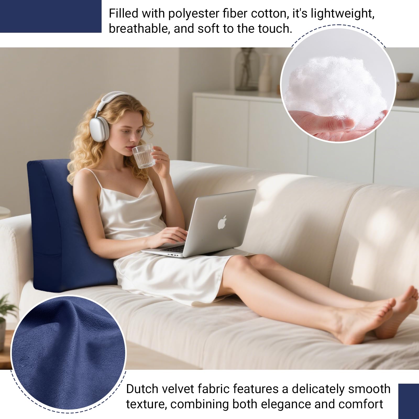 LELEFIDO Back Support Pillow for Couch – Bed Rest Back Pillow with Removable Cover, Comfortable Back Pillows for Sitting in Bed or Sofa for Living Room, Bedroom, and Home Decor