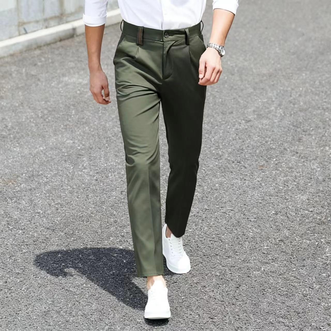 Men's Dress Pants, Straight Fit Slight Stretch Business Office Wear