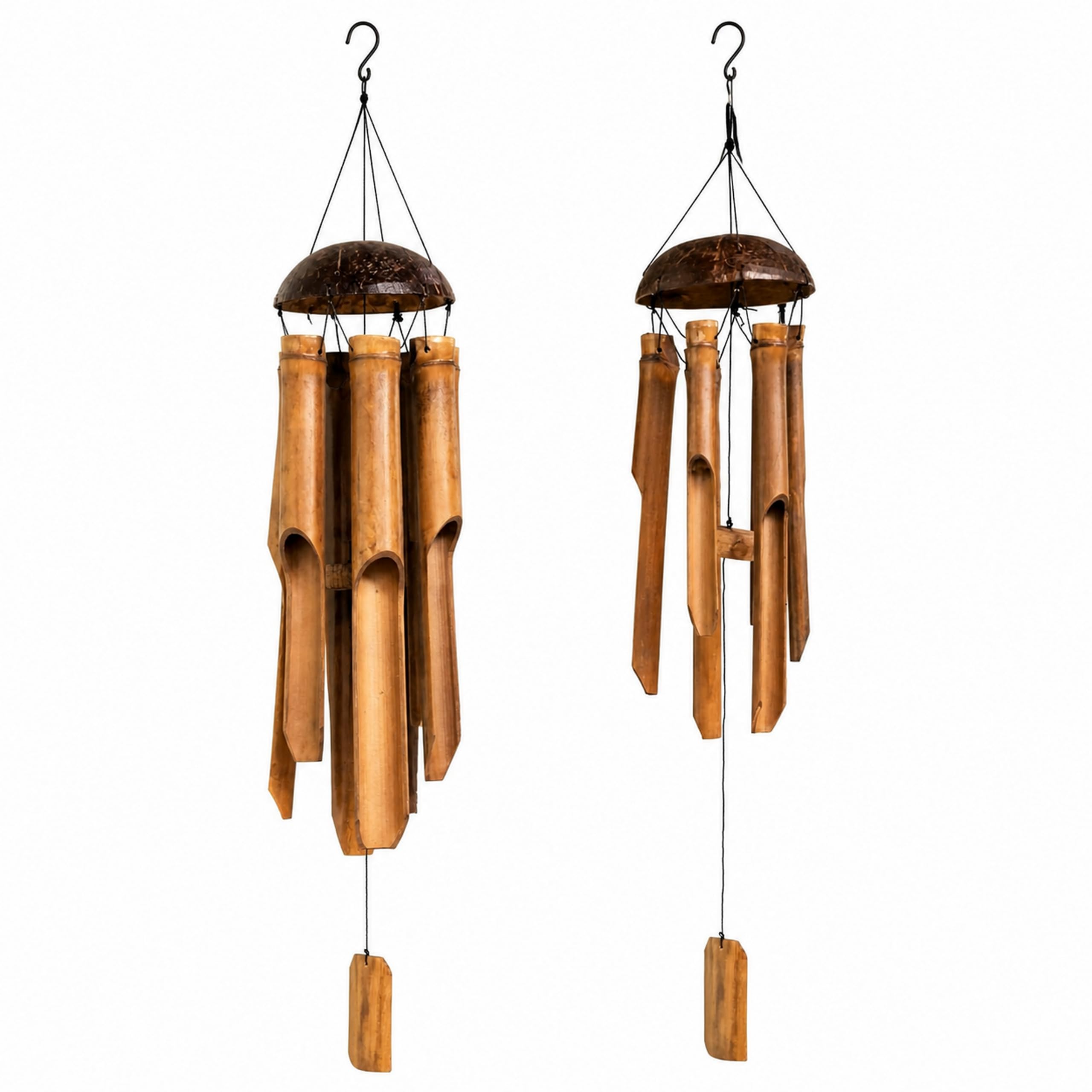 Tokoindah 2X Windspiel Bambus 90+100 cm Kokosnuss handgefert