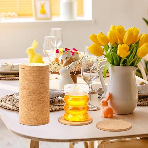 Miniatura 4 de 300 posavasos de corcho para bebidas, salvamanteles de corcho absorbentes de 4 x 4 x 0.2 pulgadas, posavasos a granel para platos de cocina,