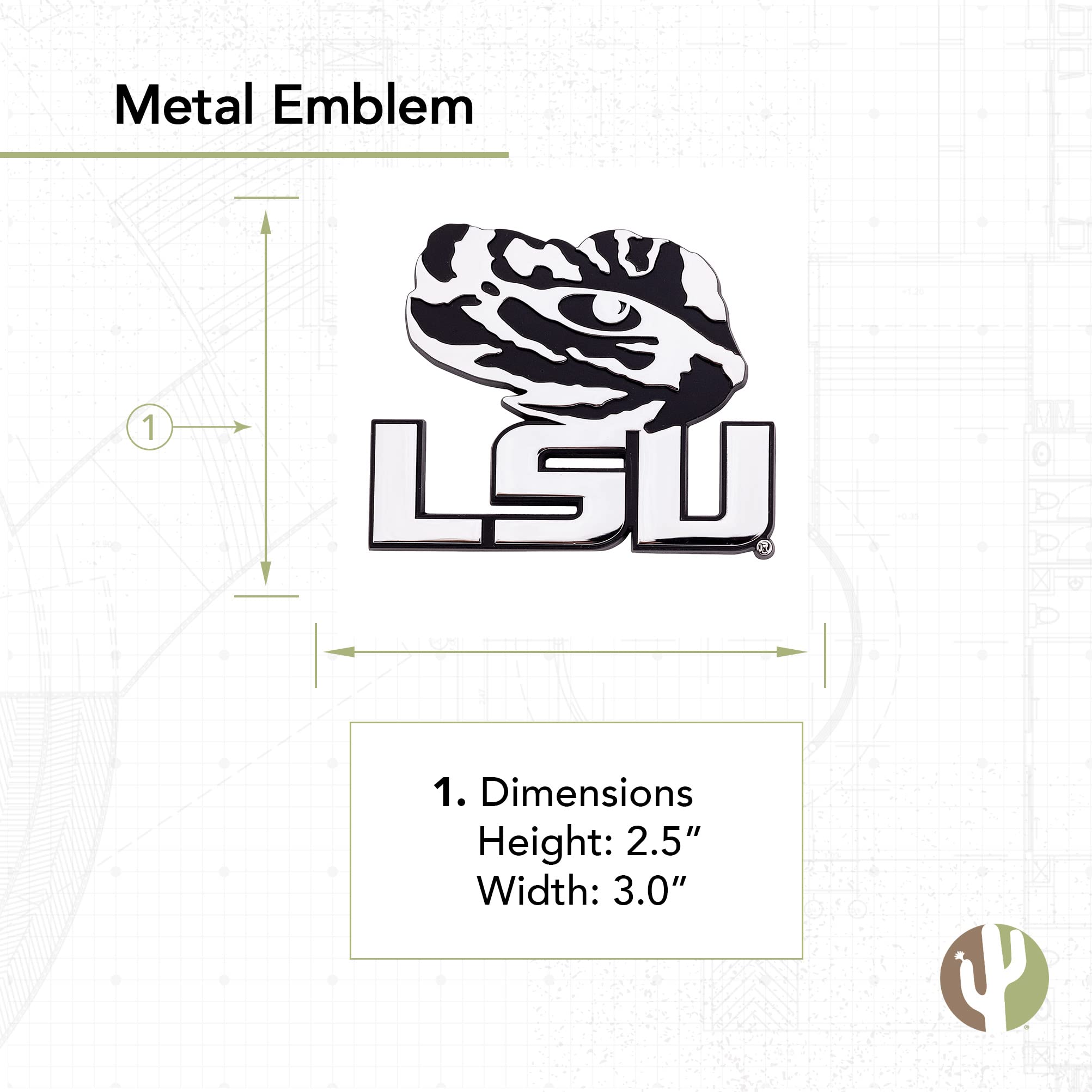 Desert Cactus Louisiana State University Sticker LSU Metal 3D Auto Car Emblem Sticker Chrome Tigers Geaux Premium Truck Vehicle Emblems