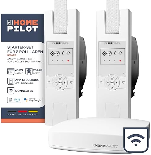 HOMEPILOT - Set iniziale 2 tapparelle smart | Installazione facile, efficienza energetica e comfort | Incluso: 1x Gateway premium, 2x avvolgitori cinghia RolloTron Classic Smart - HOMEPILOT (New)