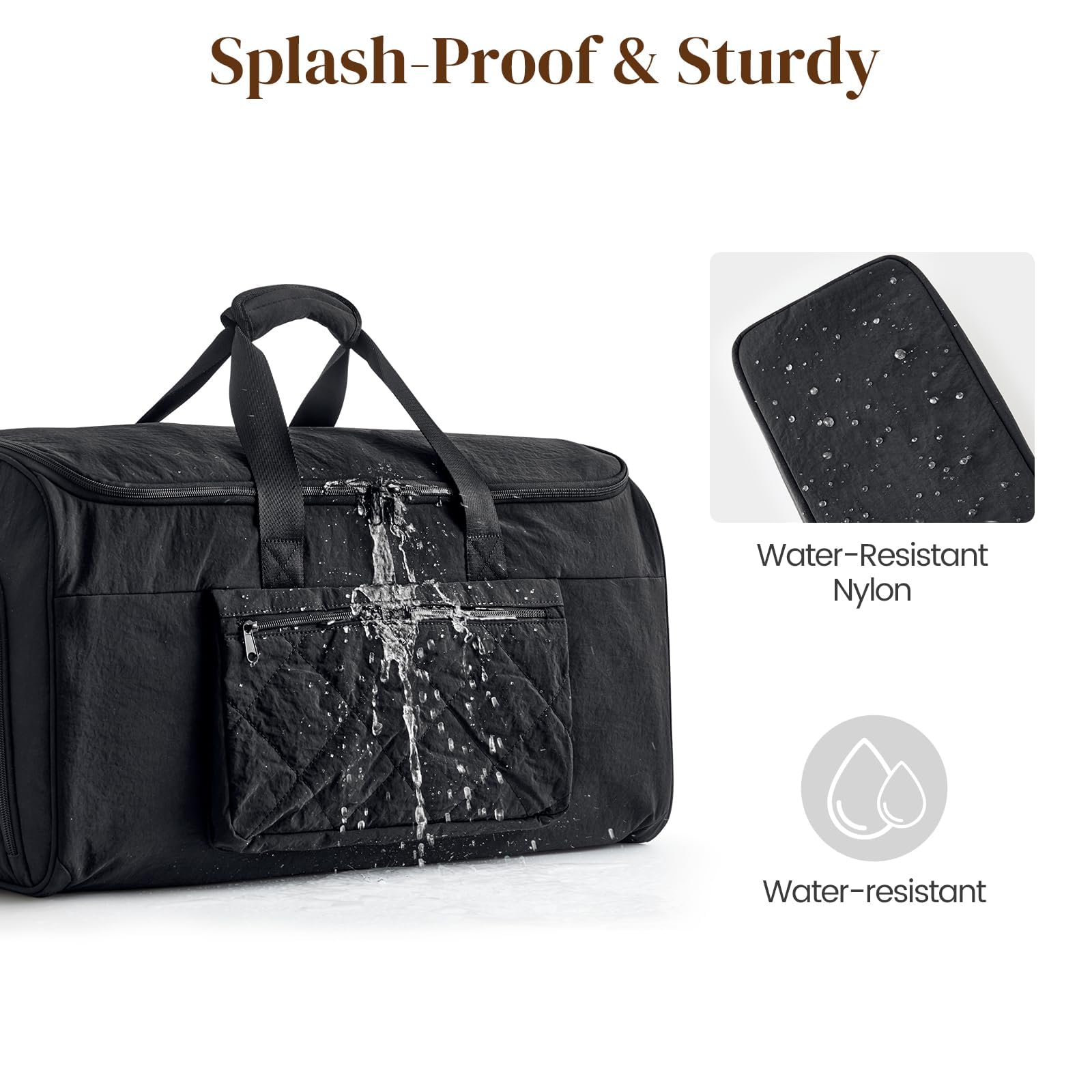 S-ZONE 50L Unisex 2-w-1 Przekształcalna torba na ubrania z nylonu, torba na garnitur, torba na garnitury, torba na ubrania do przenoszenia z wbudowanym kosmetyczkiem, czarny